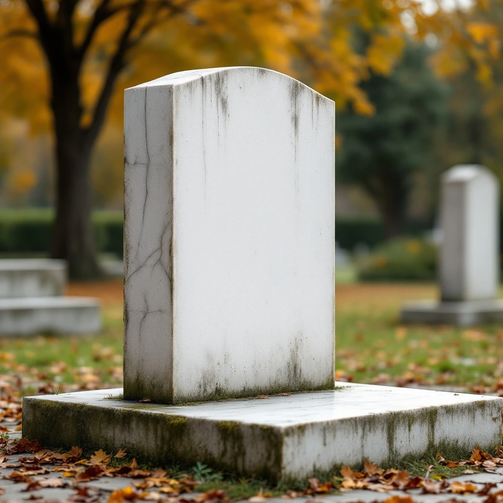 Before — Weathered marble memorial — gently restored